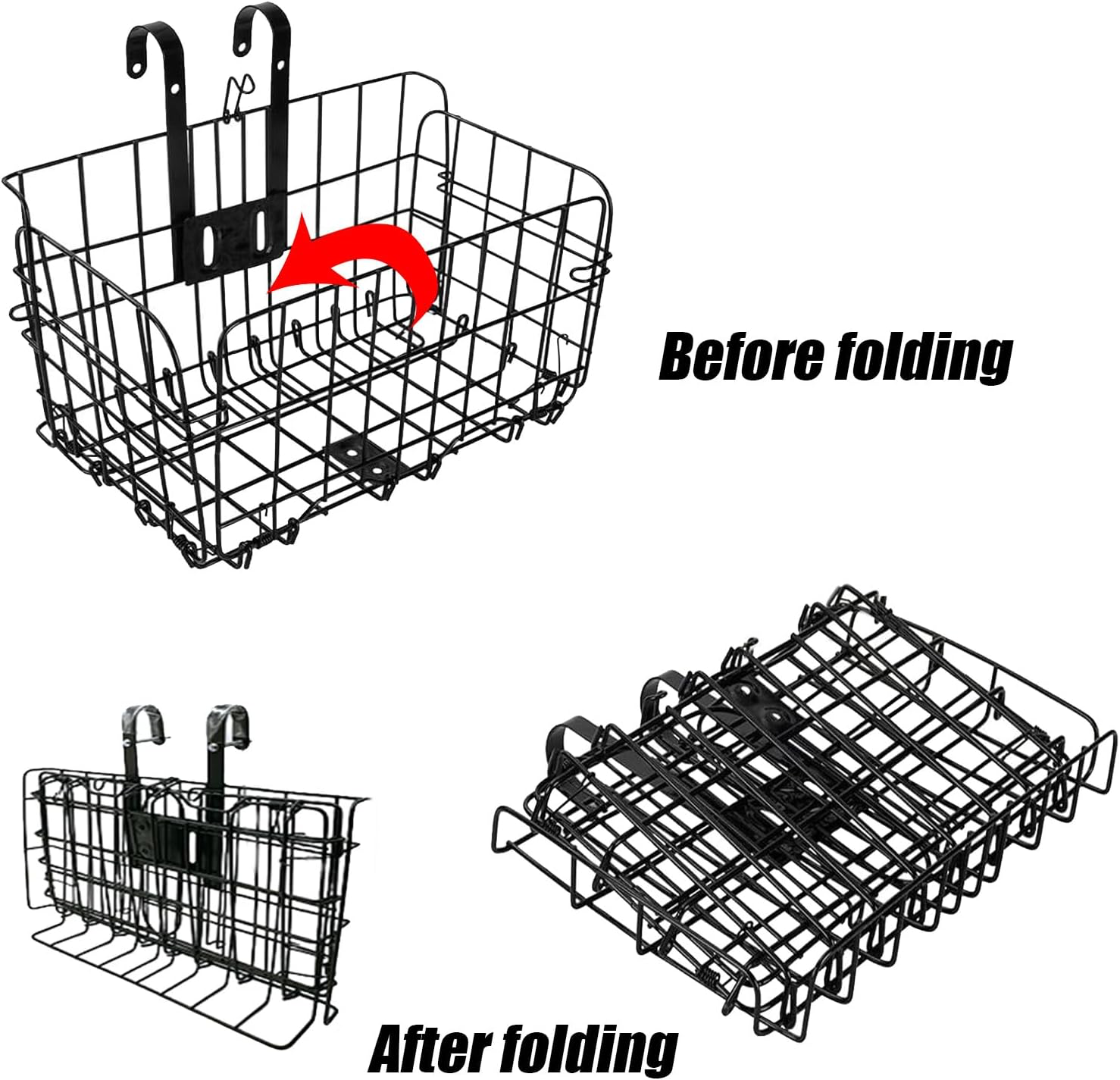 Folding Bike Front Basket Bicycle Wire Basket