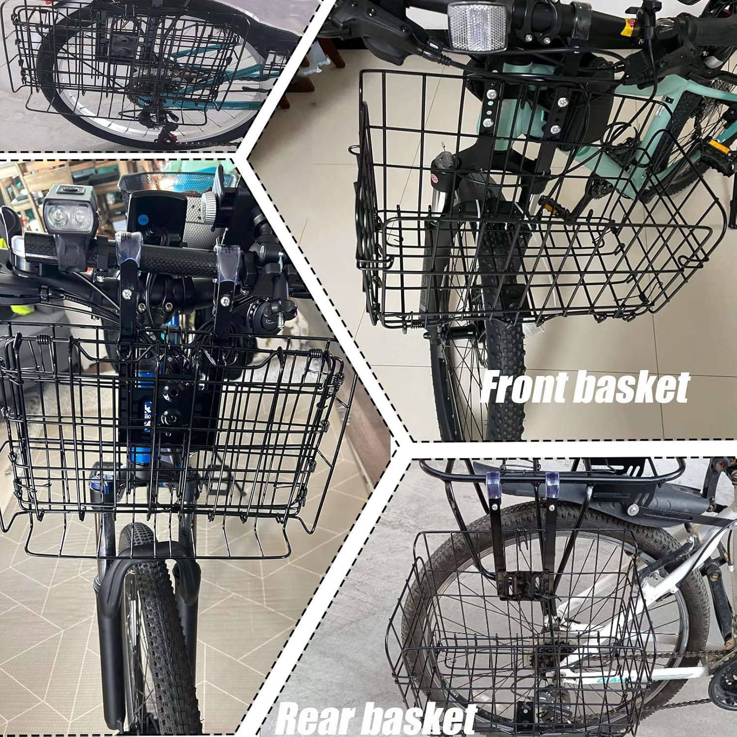 Folding Bike Front Basket Bicycle Wire Basket