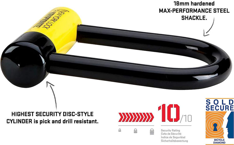 Heavy Duty Anti-Theft Bicycle U Lock, 18mm Shackle with Keys, Ultimate Security