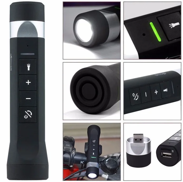 Flashing light / portable speaker with powerbank